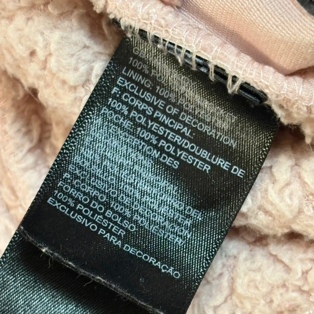 The North Face Girls Pink Oso Hooded Fuzzy Fleece Jacket Full Zip Size L 14/16
